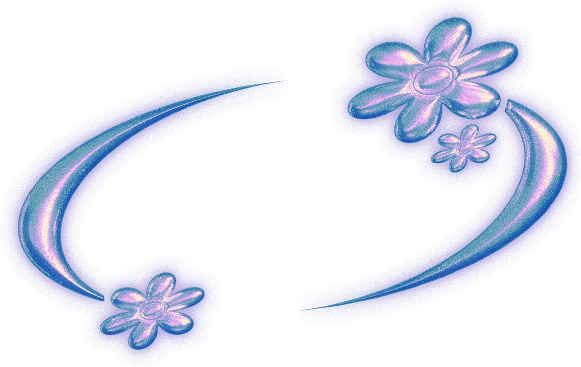 Gradient Chrome Floral Element